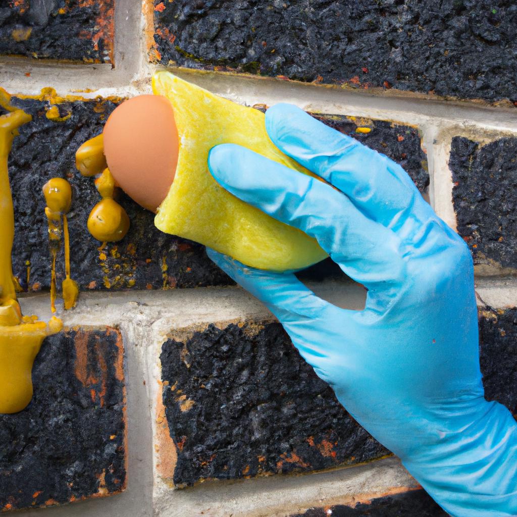 Preparation is key when cleaning egg off a brick surface to avoid further damage.