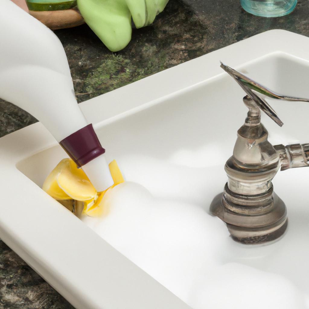 Making your own all-purpose cleaner using natural ingredients is an eco-friendly way to clean your bathroom sink and countertop.