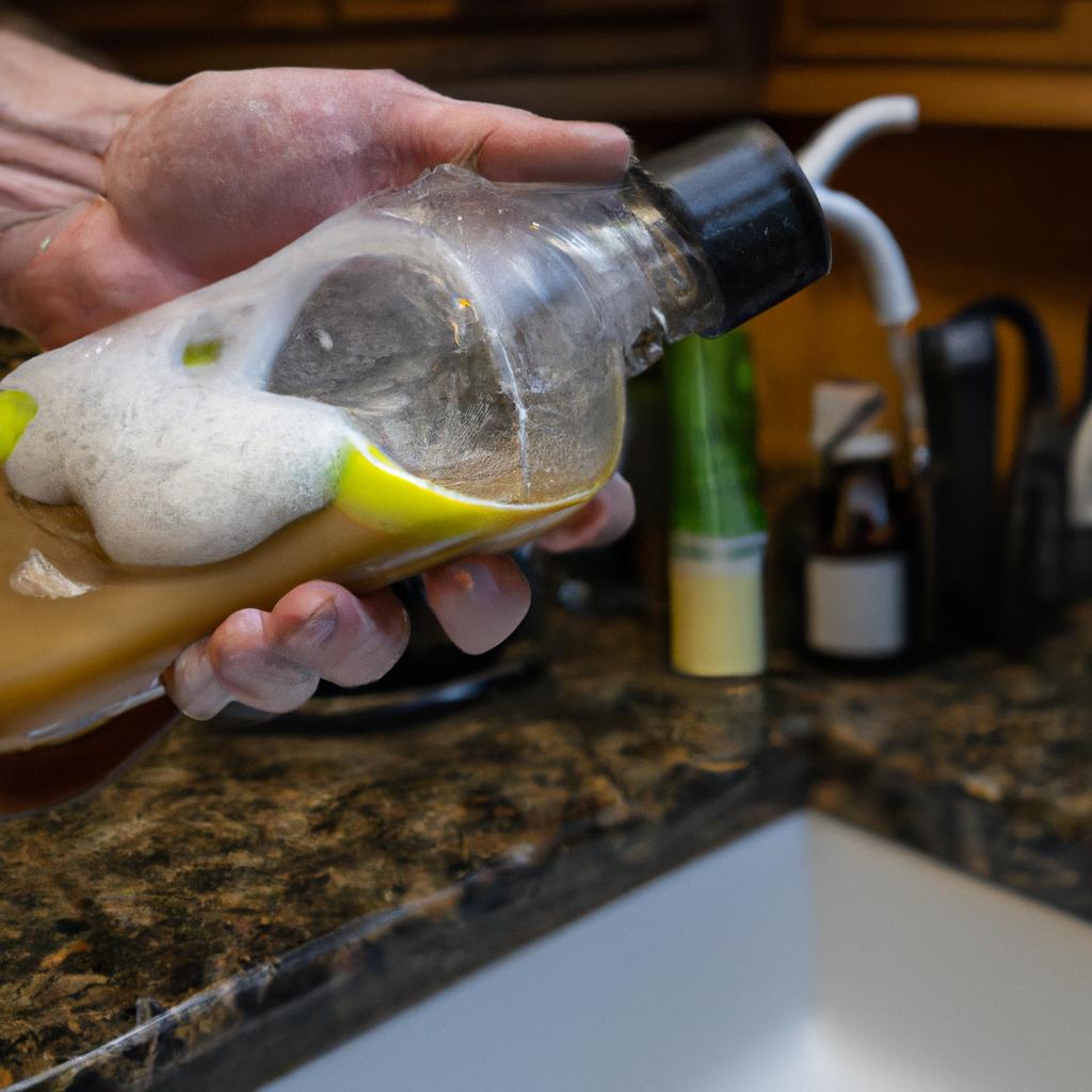 Washing dishes with an organic detergent for a chemical-free clean.