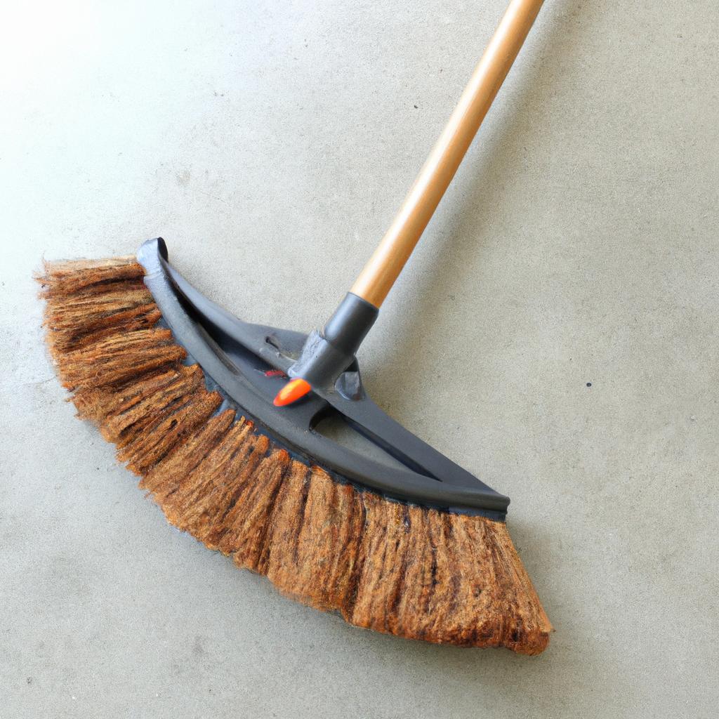 Push brooms with stiff bristles are perfect for cleaning large areas like concrete floors